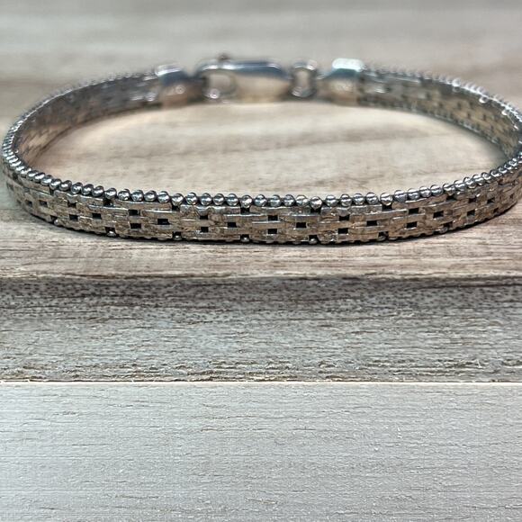 Vintage Italy Sterling Silver 925 Weave Link Chain Tennis Bracelet designer DNT
